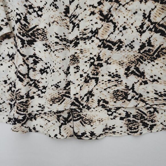 Rose & Olive Women Snake Print Popover Top Size 3X Ivory Split V Flowy Office - Picture 5 of 8